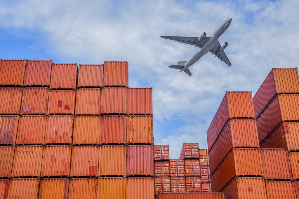 industrial port with containers